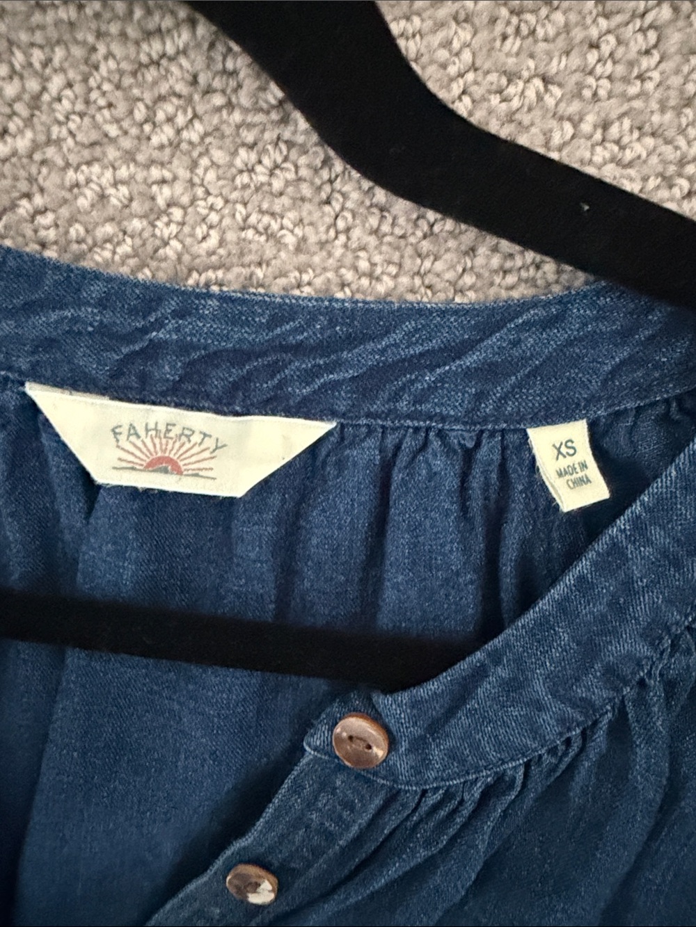 Faherty Indigo Button-Front Peasant Shirt - Picture 3 of 10